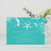 Summer Sea Shells Baby shower Uitnodiging (Staand voorkant)