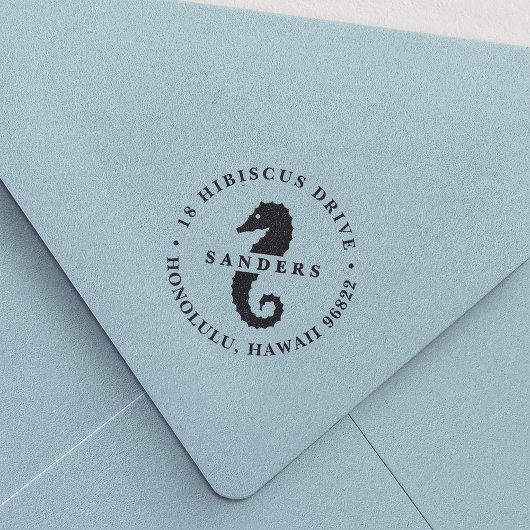 Summer Seahorse Return-adres Rubberstempel