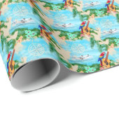 Summer Seaplane Tropical Beach Coastal Cadeaupapier (Rol Hoek)