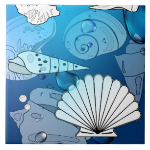 Summer Seashells Aqua Ocean Tegeltje