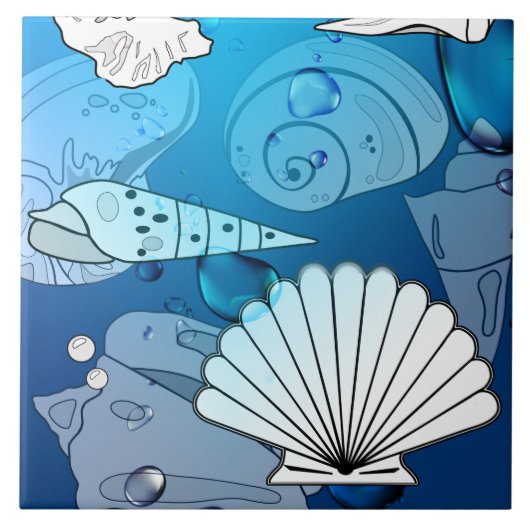 Summer Seashells Aqua Ocean Tegeltje (Voorkant)