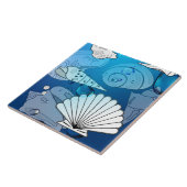 Summer Seashells Aqua Ocean Tegeltje (Zijkant)