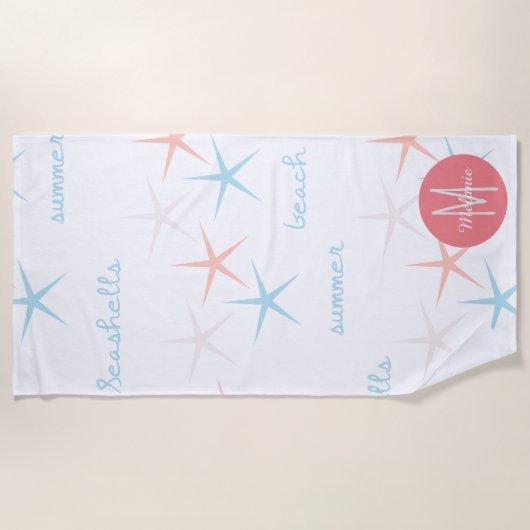 Summer Seashells Beach Starfish Strandlaken (Voorkant)