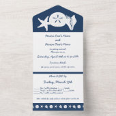 Summer Seashells bij de marine All In One Uitnodiging (Binnen)