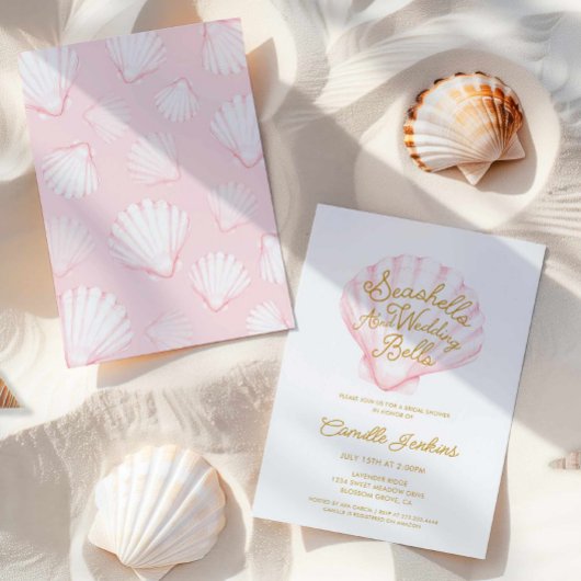 Summer Seashells en Wedding Bells Vrijgezellenfees Kaart