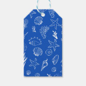 Summer Seashells Frame Beach Wedding Blue Cadeaulabel (Voorkant)