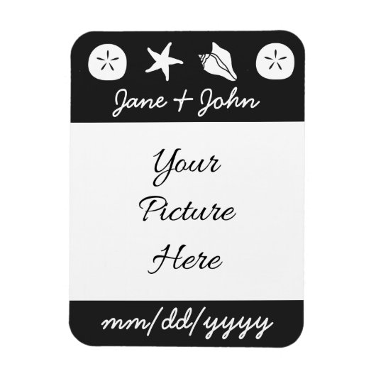 Summer Seashells in Black Save-the-Date Magnet Magneet (Verticaal)