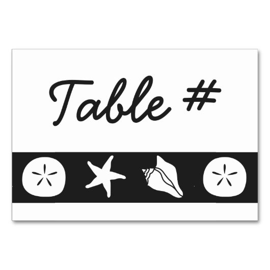 Summer Seashells in Black Table Kaart (Voorkant)