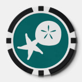 Summer Seashells in Blauwgroen Poker Chips (Voorkant)