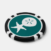 Summer Seashells in Blauwgroen Poker Chips (Enkel)