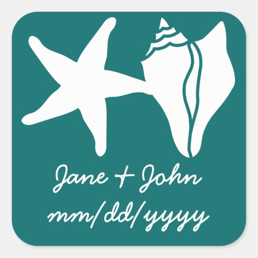 Summer Seashells in Blauwgroen Sticker (Voorkant)