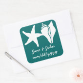 Summer Seashells in Blauwgroen Sticker (Envelop)