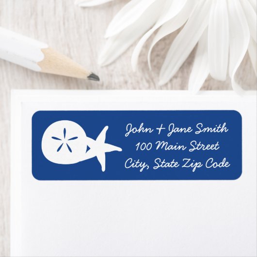 Summer Seashells in Blue Return Address Label (Insitu)