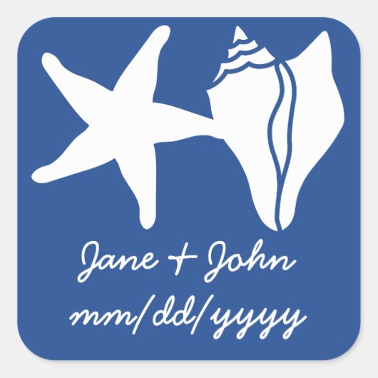 Summer Seashells in Blue Sticker (Voorkant)