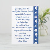 Summer Seashells in Blue Wedding Invitation Kaart (Staand voorkant)