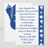 Summer Seashells in Blue Wedding Invitation Kaart (Voorkant / Achterkant)