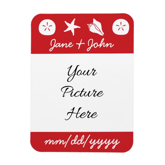 Summer Seashells in Cherry Save-the-Date Magnet Magneet (Verticaal)