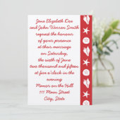 Summer Seashells in Cherry Wedding Invitation Kaart (Staand voorkant)