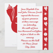 Summer Seashells in Cherry Wedding Invitation Kaart (Voorkant / Achterkant)