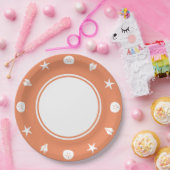 Summer Seashells in Coral Paper Bord (Feest)