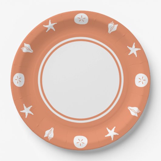 Summer Seashells in Coral Paper Bord (Voorkant)
