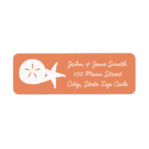 Summer Seashells in Coral Return Address Label