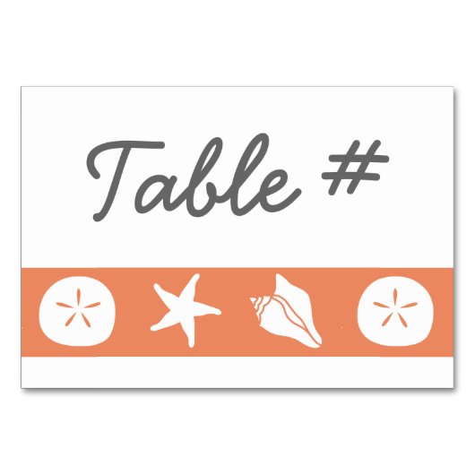 Summer Seashells in Coral Table Kaart (Achterkant)