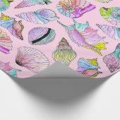 Summer Seashells in Girly Painted Waterverf Paint Cadeaupapier (Hoek)