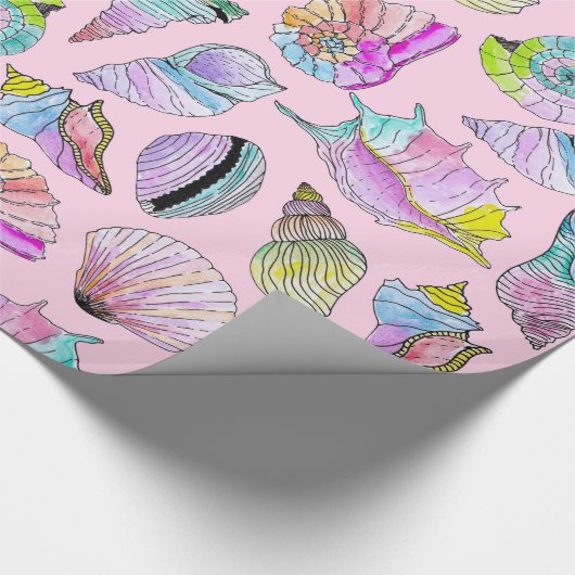 Summer Seashells in Girly Painted Waterverf Paint Cadeaupapier (Hoek)