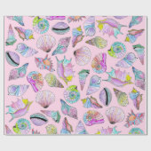 Summer Seashells in Girly Painted Waterverf Paint Cadeaupapier (Vlak)