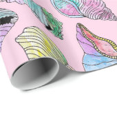 Summer Seashells in Girly Painted Waterverf Paint Cadeaupapier (Rol Hoek)