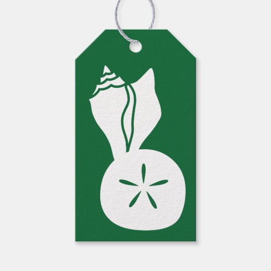 Summer Seashells in Green Gift Label Cadeaulabel (Voorkant)