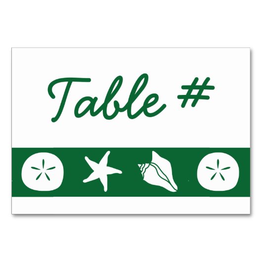 Summer Seashells in Green Table Kaart (Voorkant)