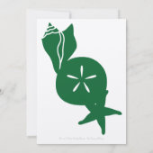 Summer Seashells in Green Wedding Invitation Kaart (Achterkant)