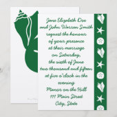 Summer Seashells in Green Wedding Invitation Kaart (Voorkant / Achterkant)