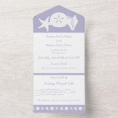 Summer Seashells in Lavender All In One Uitnodiging (Binnen)