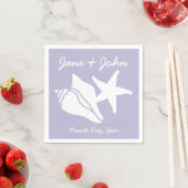 Summer Seashells in Lavender Napkins Servetten (Insitu)