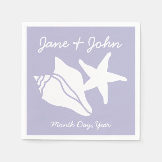 Summer Seashells in Lavender Napkins Servetten (Voorkant)