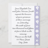 Summer Seashells in Lavender Wedding Invitation Kaart (Voorkant)