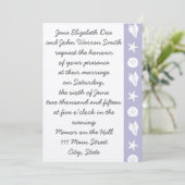 Summer Seashells in Lavender Wedding Invitation Kaart (Staand voorkant)