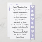 Summer Seashells in Lavender Wedding Invitation Kaart (Voorkant / Achterkant)