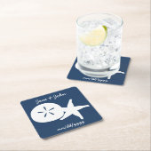 Summer Seashells in Navy Paper Onderzetter (Insitu)