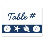 Summer Seashells in Navy Table Kaart (Achterkant)