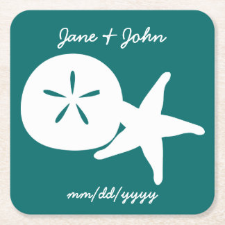 Summer Seashells in Onderzetter Blauwgroen papier