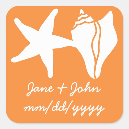 Summer Seashells in Oranje Sticker (Voorkant)