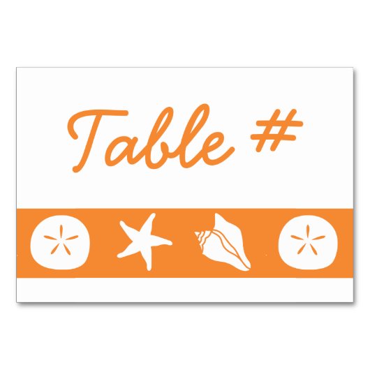 Summer Seashells in Oranje Table Kaart (Voorkant)