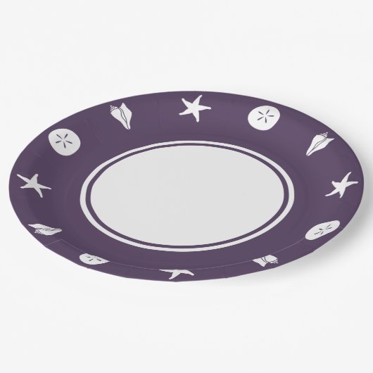 Summer Seashells in Paars Bord (Gekanteld)