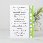 Summer Seashells in Peridot Wedding Invitation Kaart (Staand voorkant)