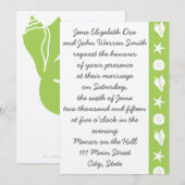 Summer Seashells in Peridot Wedding Invitation Kaart (Voorkant / Achterkant)