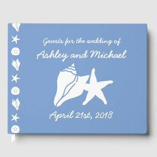 Summer Seashells in Periwinkle Guest Book Gastenboek